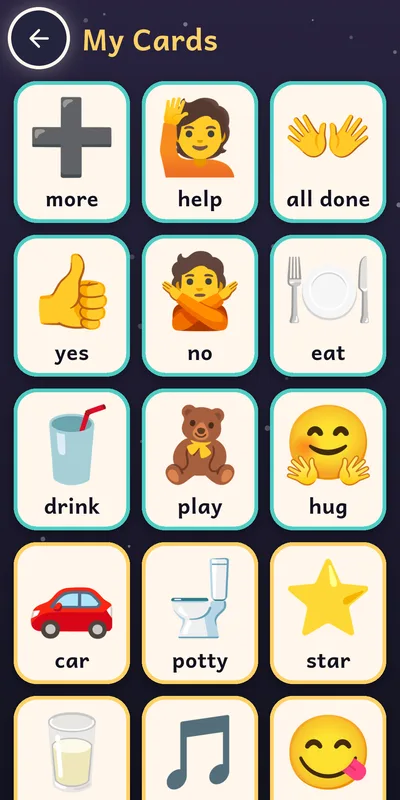 My Cards: tap a picture to hear the word